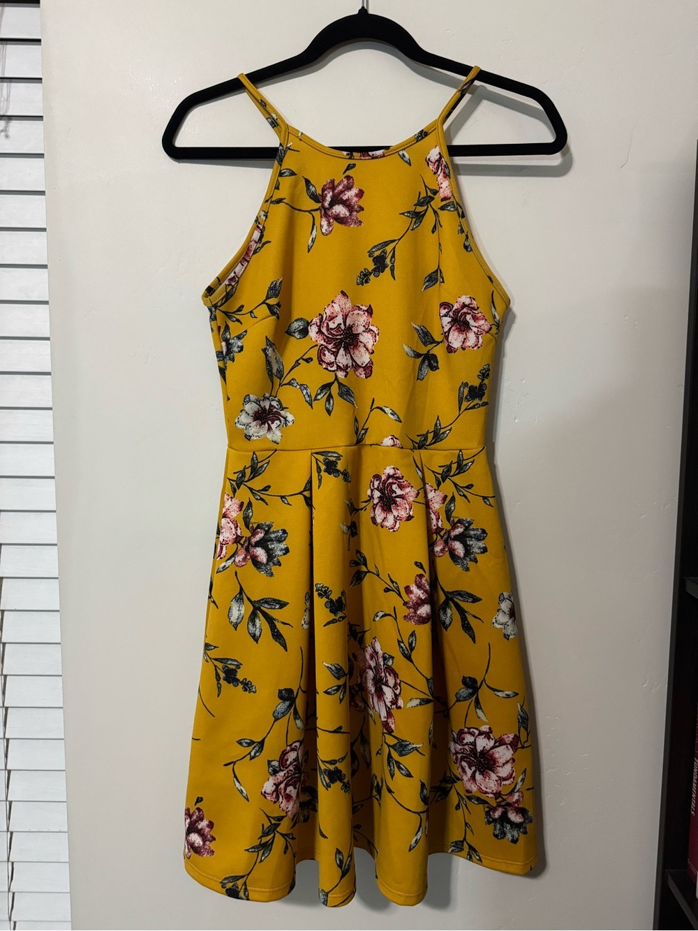 Floral Halter Sundress in Mustard Yellow